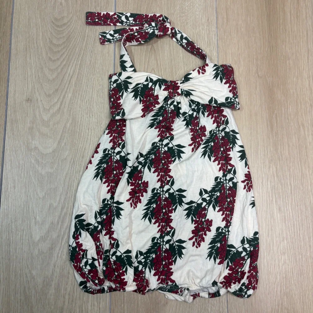 LOT OF 2 Kate Quinn Baby Girls 2T Coffee Bodysuit Floral Halter Bubble Romper